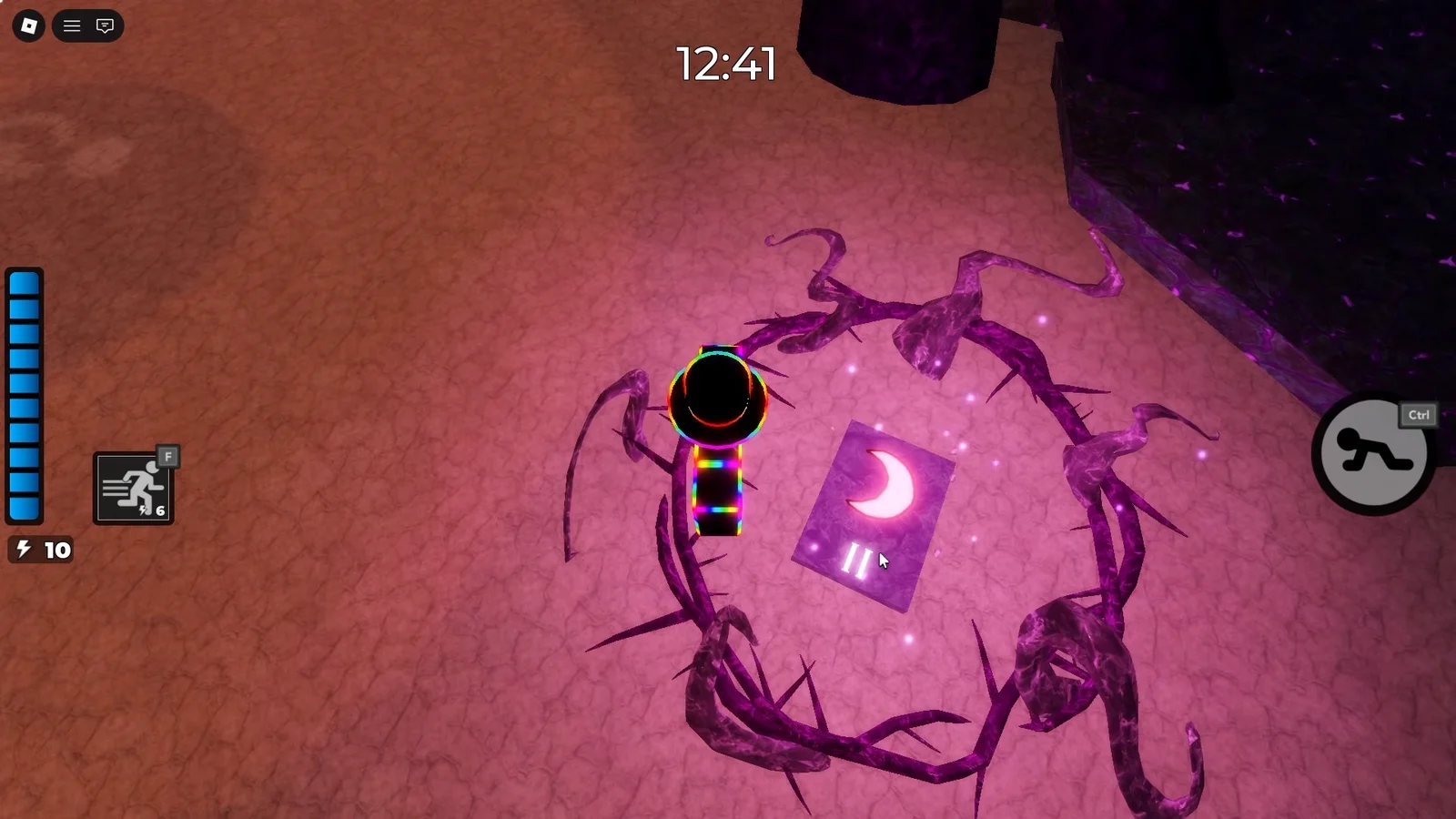 A moon symbol and the number II revealed inside a purple tentacle clue